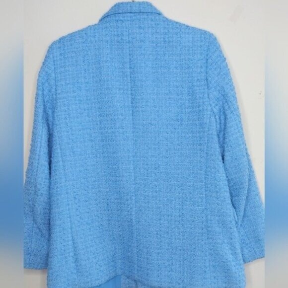 H&M Blue Tweed Double Breasted Bouclé Jacket Long Sleeve M - Picture 4 of 7